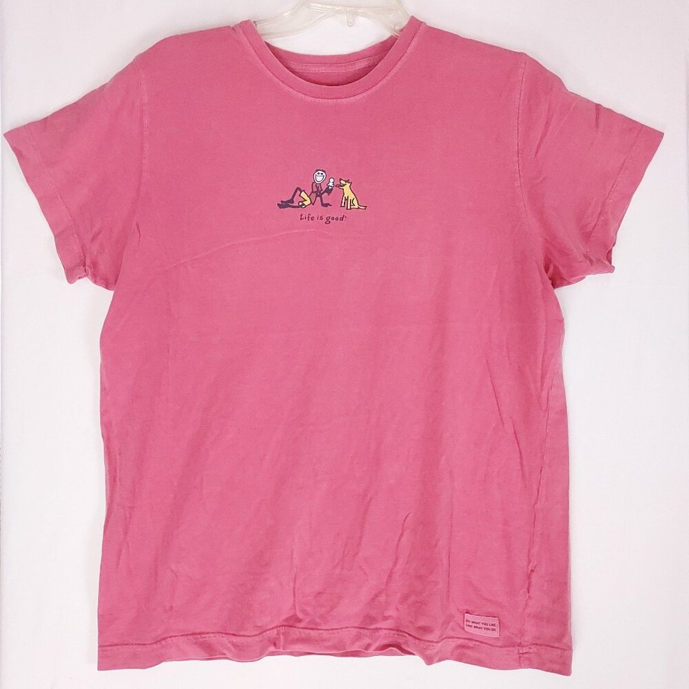 LOT of 2 Life is Good Dog T-Shirt Crusher Classic Comfy Pink / Dusty Rose Chill